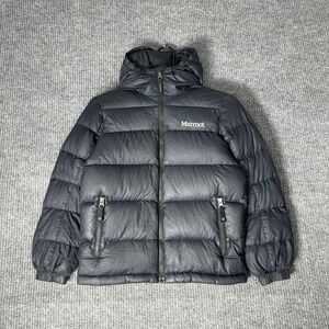 Marmot 700 Fill Power Down Puffer Jacket Kids M Black Hooded Full Zip Coat